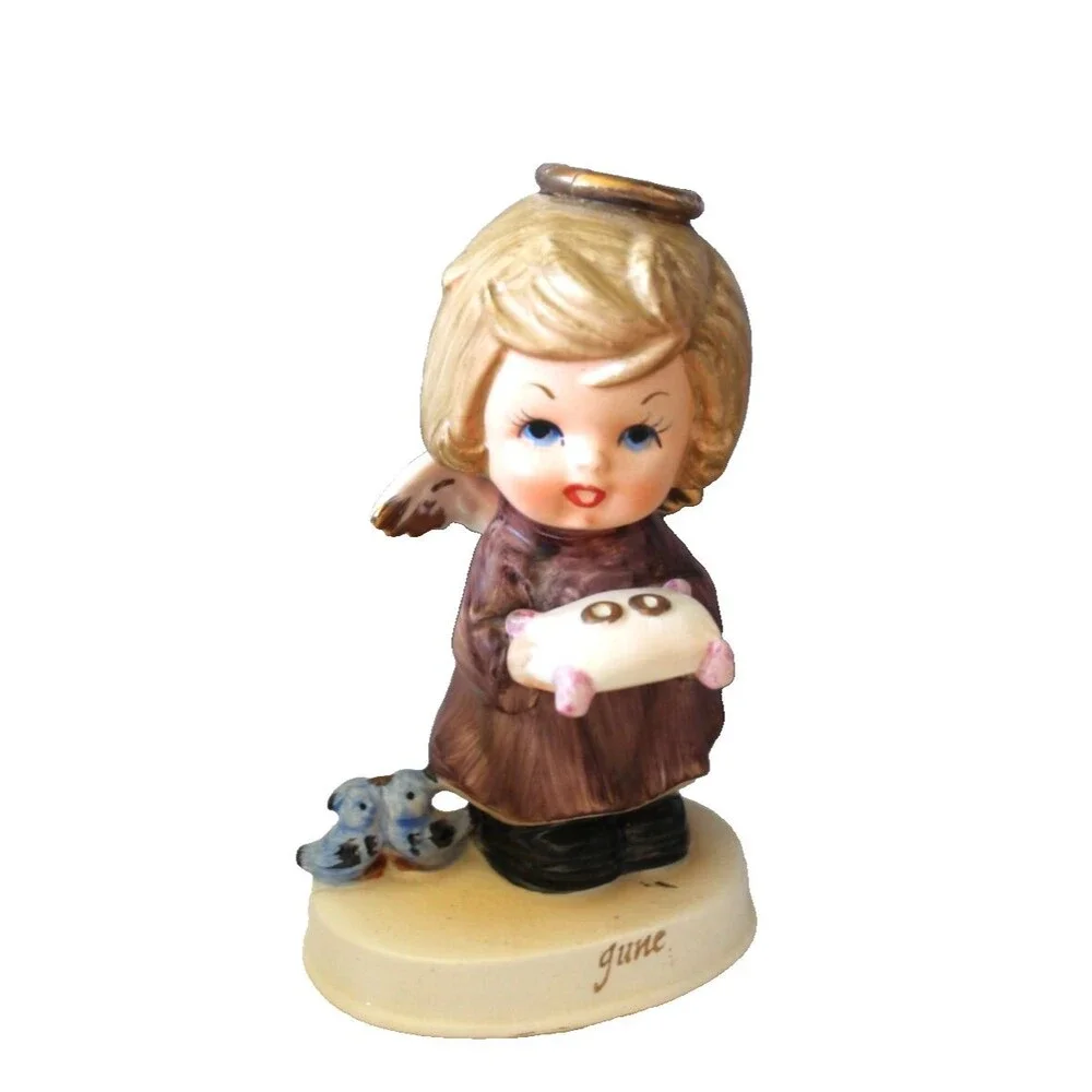 Vintage Napcoware June Angel Figurine Wedding Rings 1950's